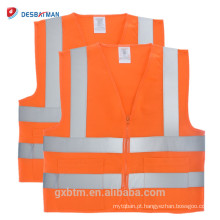 China Atacado Engraçado Reflexivo Alta Visível Colete de Segurança do Trabalho Zíper ANSI / ISEA Padrão Workwear Jacket Com 2 Bolsos